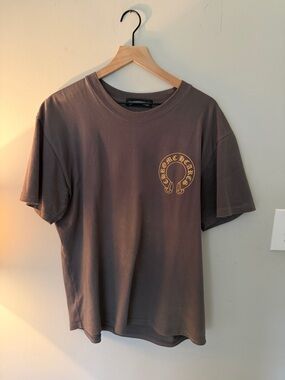 Chrome Hearts Brown Short-Sleeve Logo Tee with Gold Print